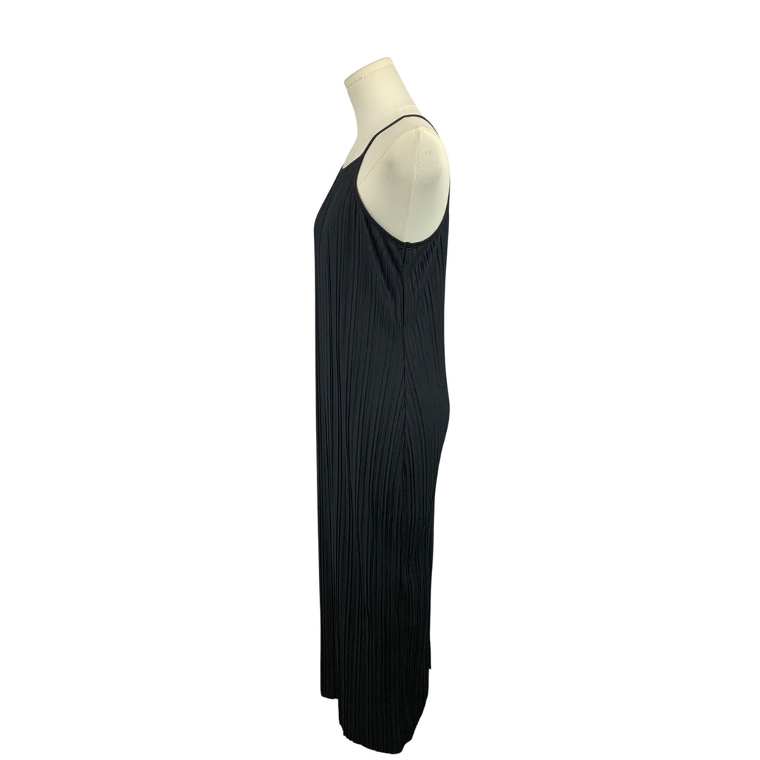 Black Pleated Maxi Dress With Spaghetti Straps