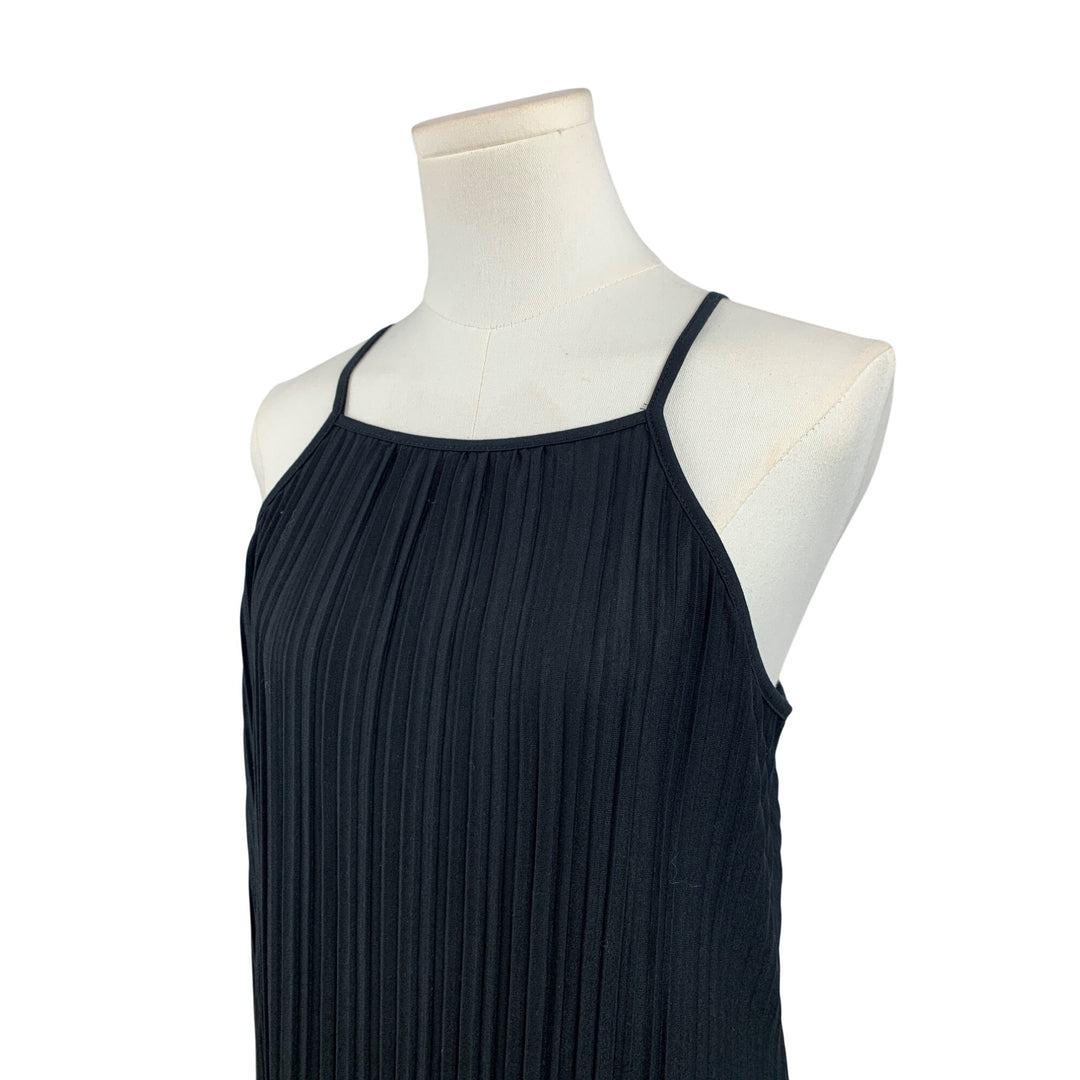 Black Pleated Maxi Dress With Spaghetti Straps
