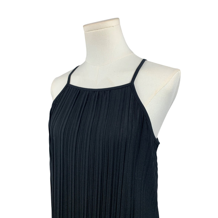 Black Pleated Maxi Dress With Spaghetti Straps