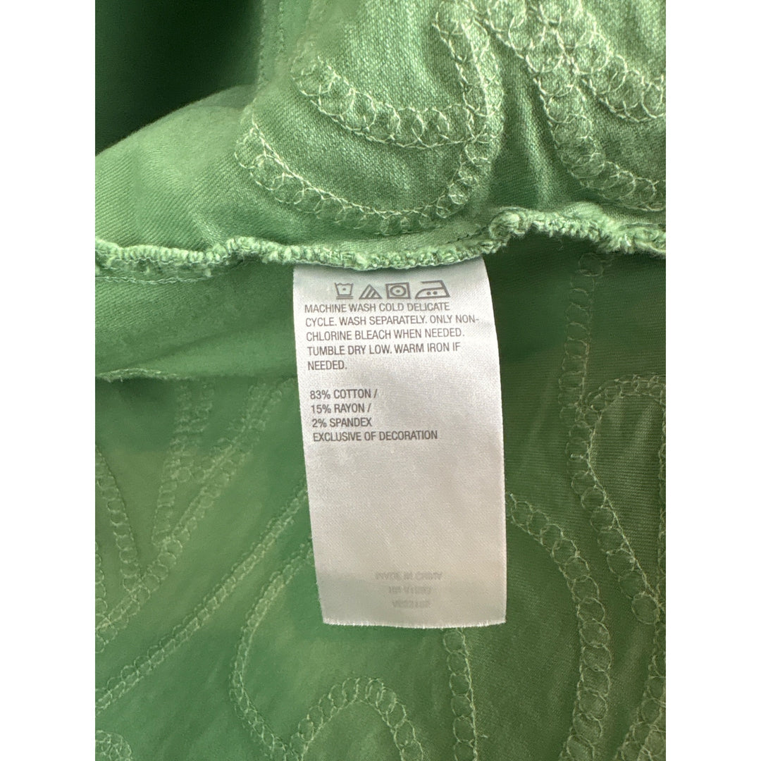 Women’s Susan Graver XL Green Jean Jacket w/ Threaded Embroidery