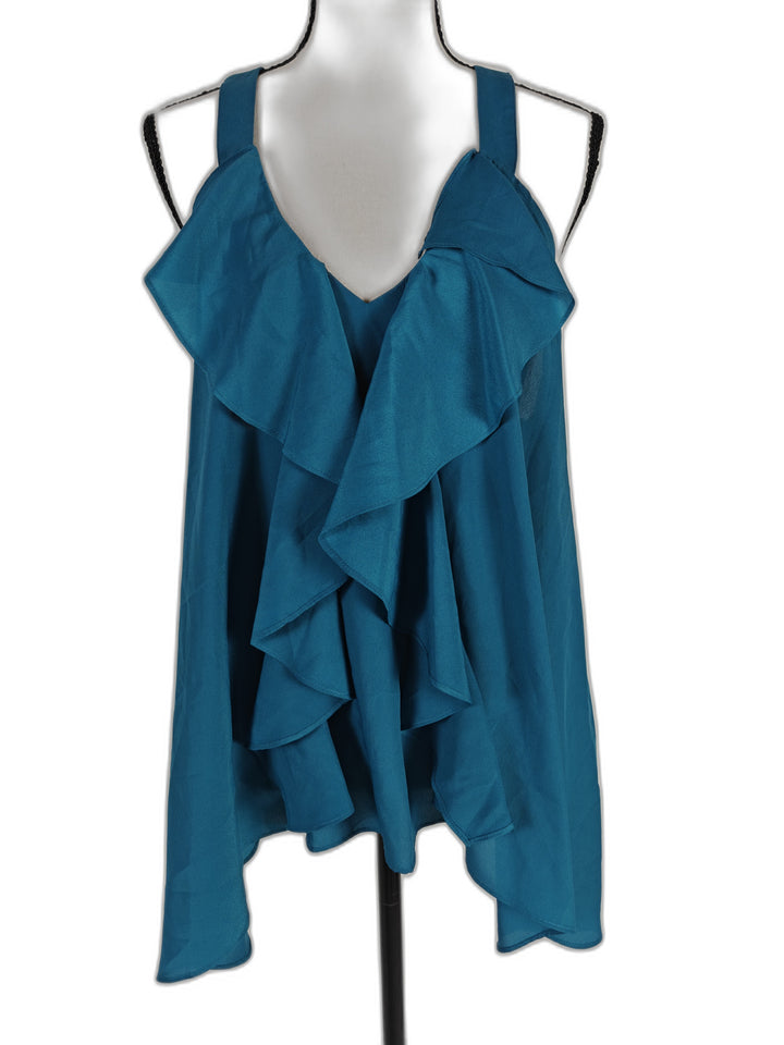 Womens BCBGeneration Ruffle Tank Top Teal Size M