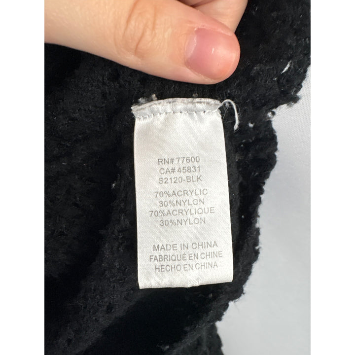 Saltwater Luxe Black Textured Knit Cardigan Sweater Size M Acrylic & Nylon