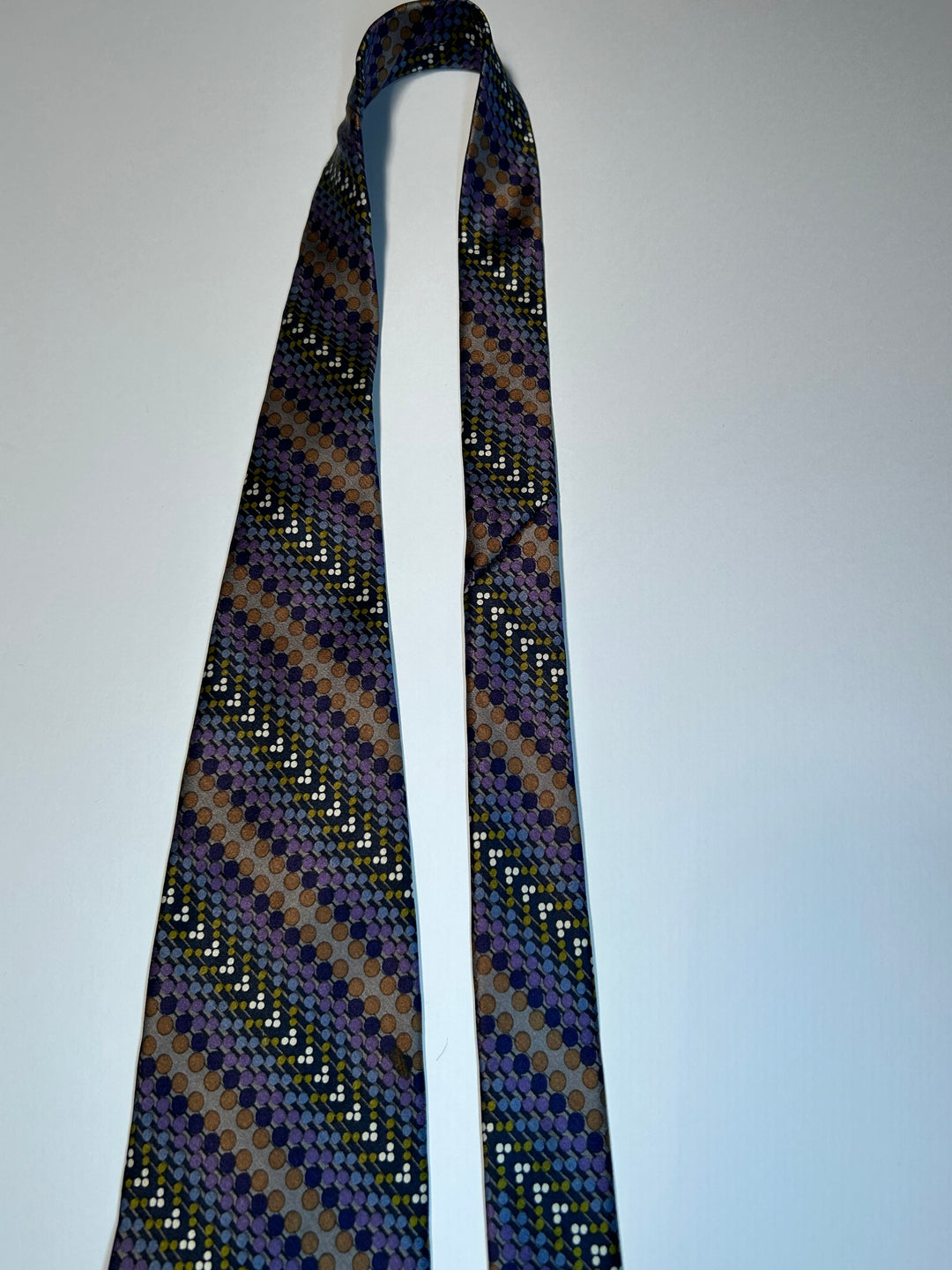 Jhane Barnes Vintage Silk Tie Made in Japan Abstract Geometric Purple Brown 58x4