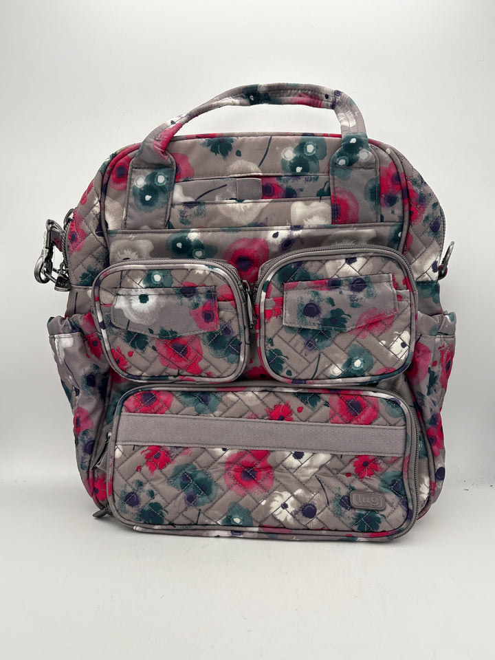 Women’s Lug Puddle Jumper Travel Bag Gray Floral Shoulder Bag