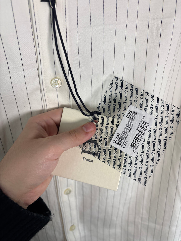 Unisex Dunst Small White Button Up Shirt w/ Black Stripes