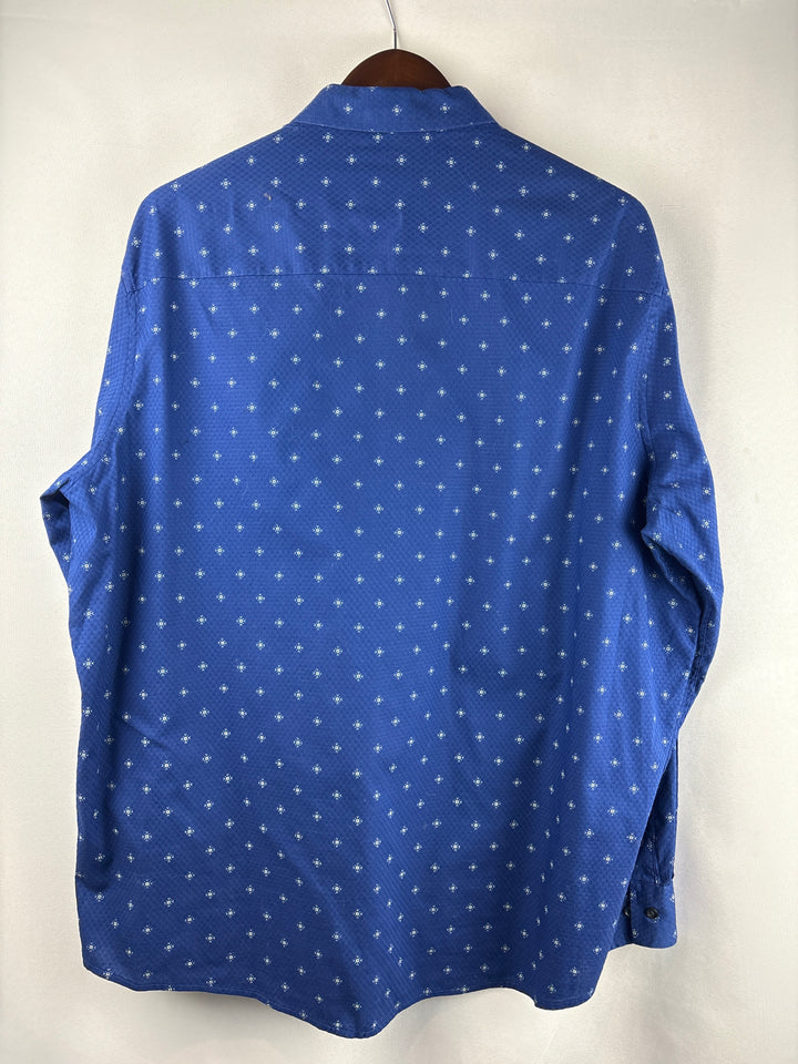 Men’s Alfani XXL Royal Blue Patterned Button Down