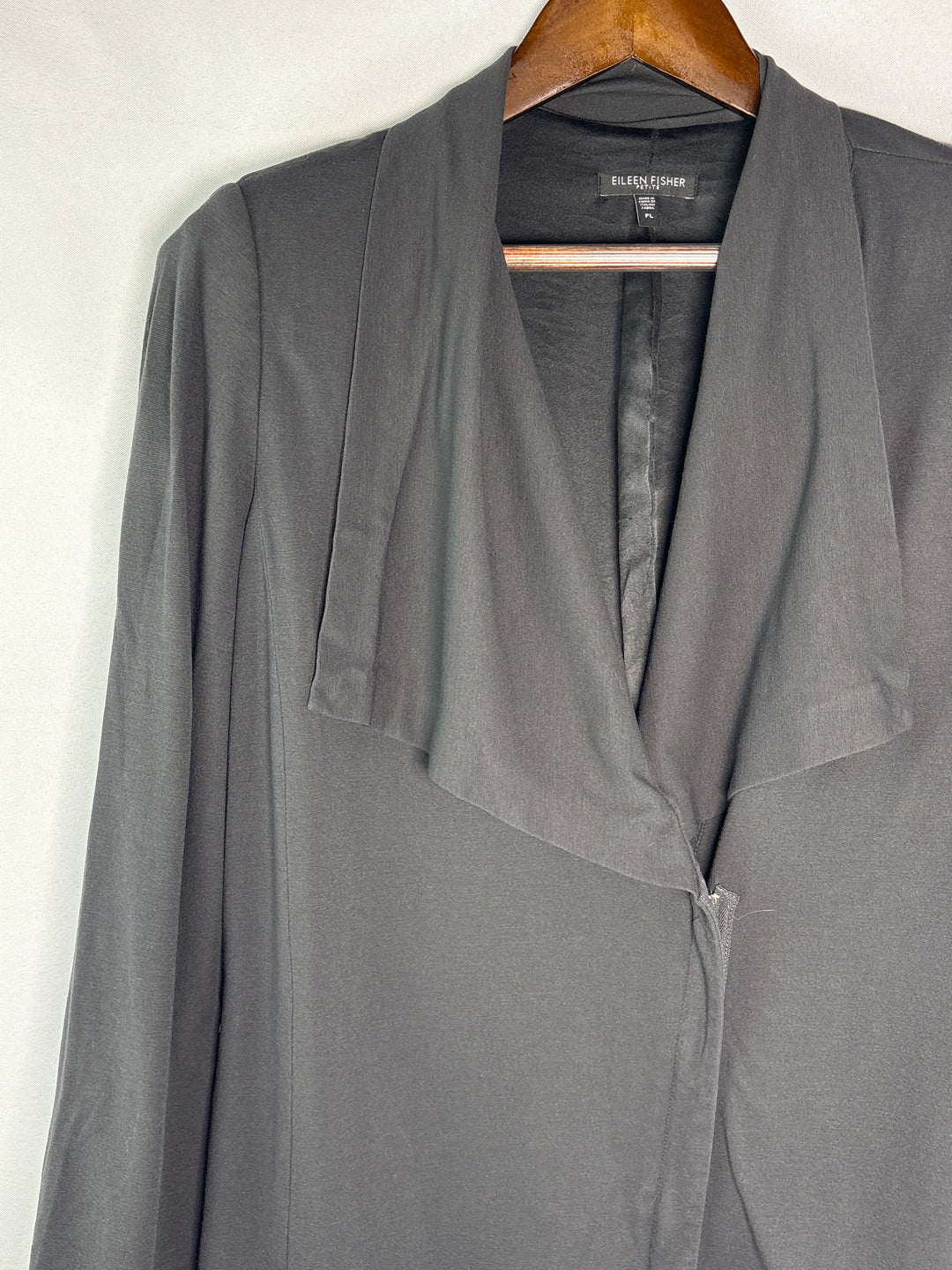 Eileen Fisher Womens Petite Large Dark Gray Half Zip Stretch Jacket