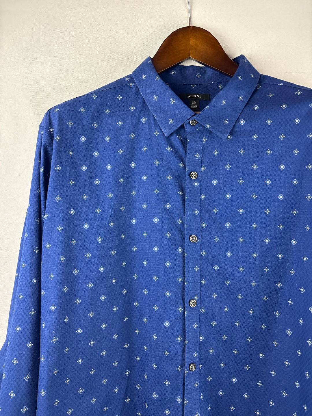 Men’s Alfani XXL Royal Blue Patterned Button Down