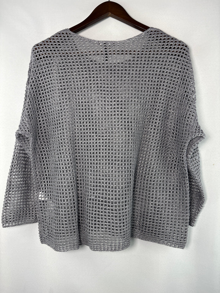 Women’s Eileen Fisher XS Silvery Gray Wide Knit Sweater