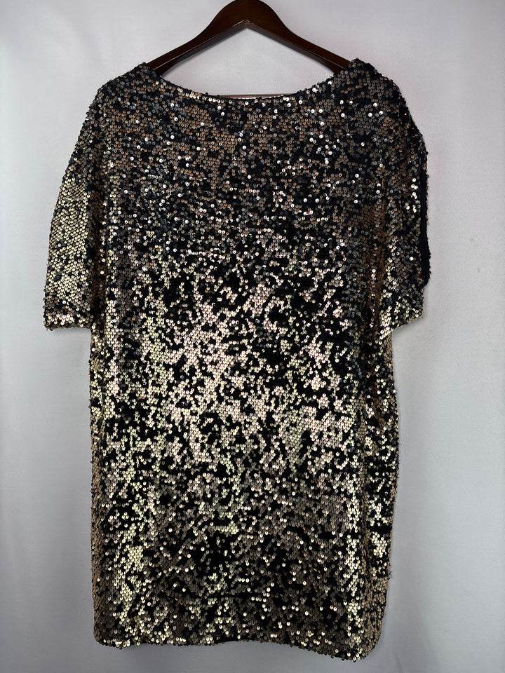Women’s Free People Large Gold &amp; Black Sequin Blouse