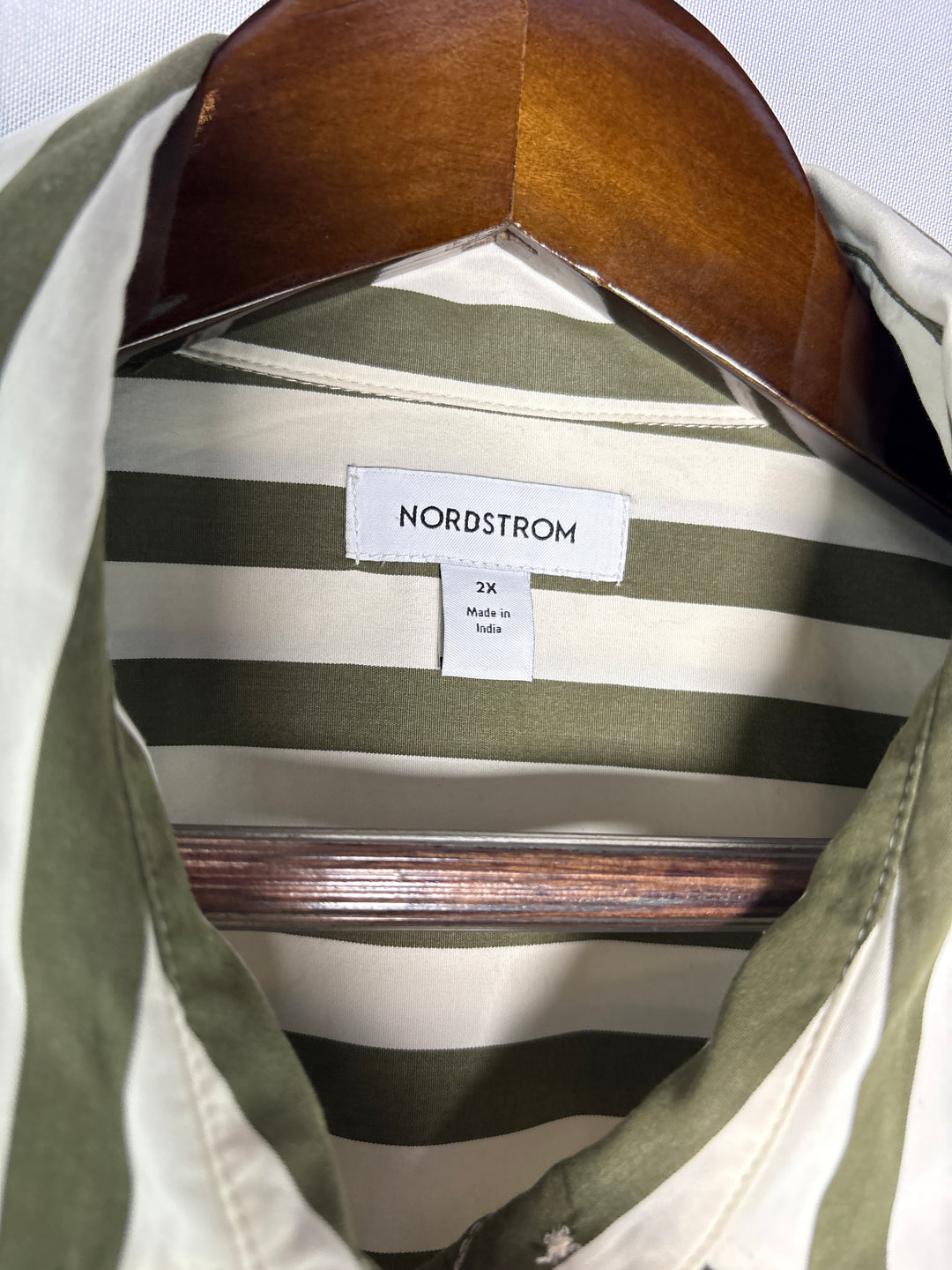 Women’s Nordstrom Size 2X Green &amp; White Stripe Button Up Maxi Dress