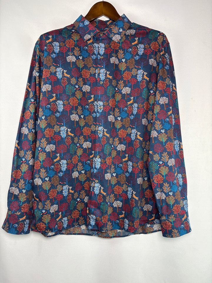 Men’s Bar lll XL Navy Woodland Patterned Dress Shirt