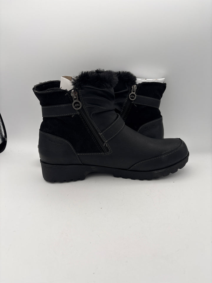 Women’s JBU Size 9W Black Ankle Boots w/ Faux Fur Accents