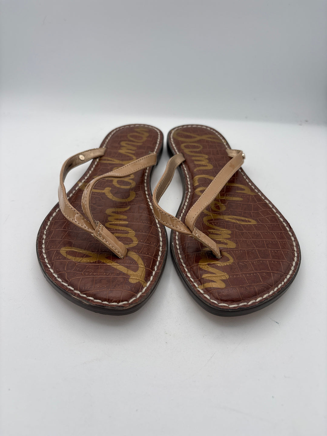 Women’s Sam Edelman Size 9.5 Nude Faux Leather Thong Sandals