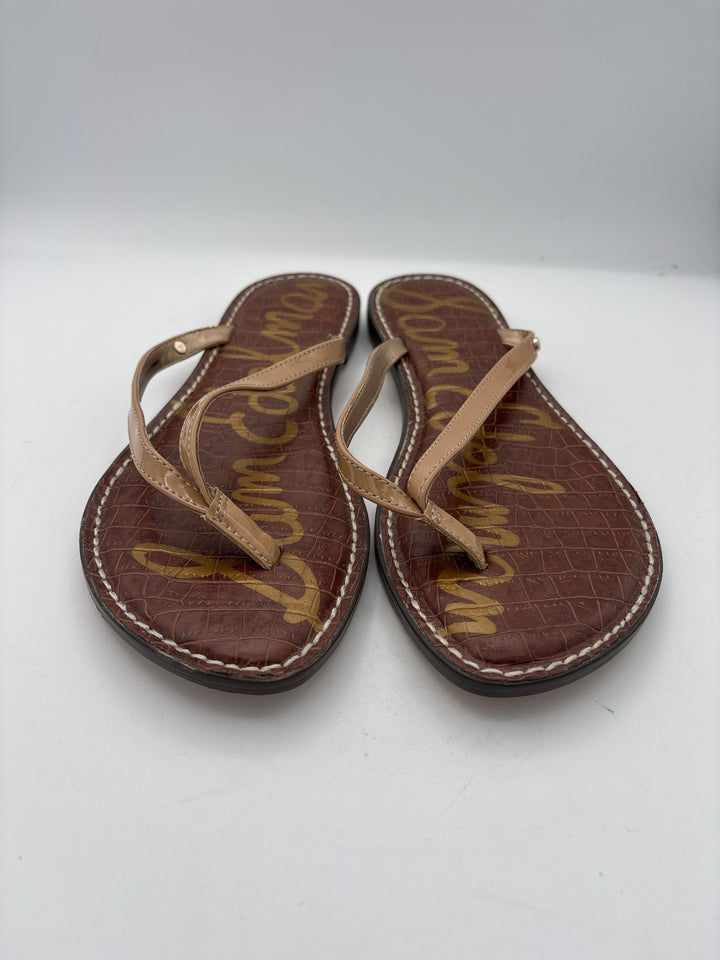 Women’s Sam Edelman Size 9.5 Nude Faux Leather Thong Sandals