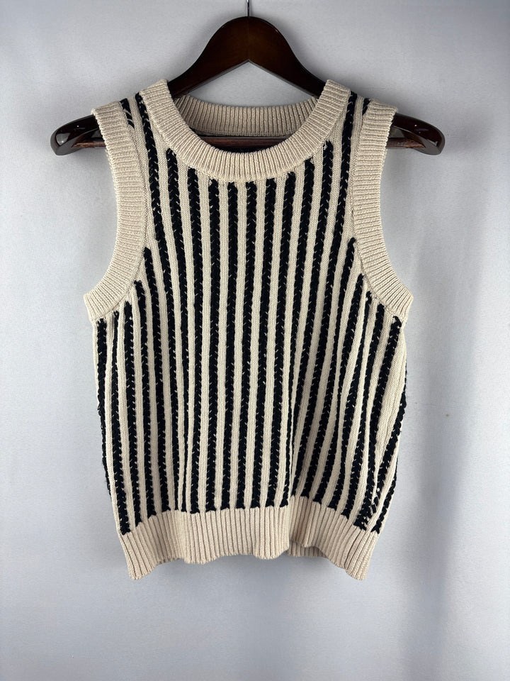 Women’s French Connection Small Beige &amp; Black Sweater Vest
