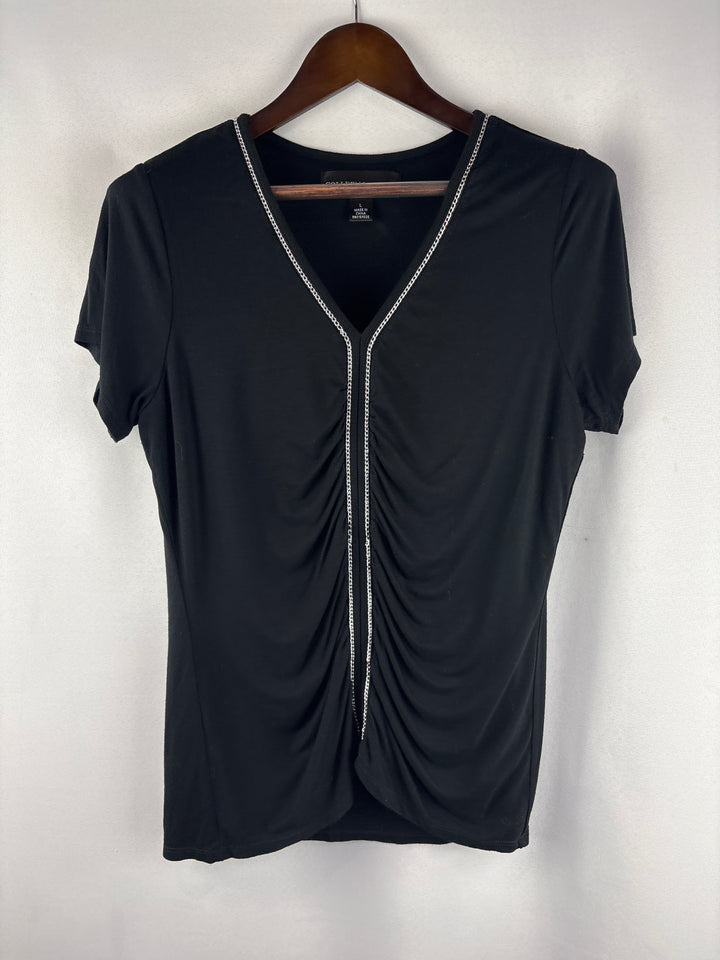 Women’s Colleen Lopez Large Black Short Sleeve Blouse
