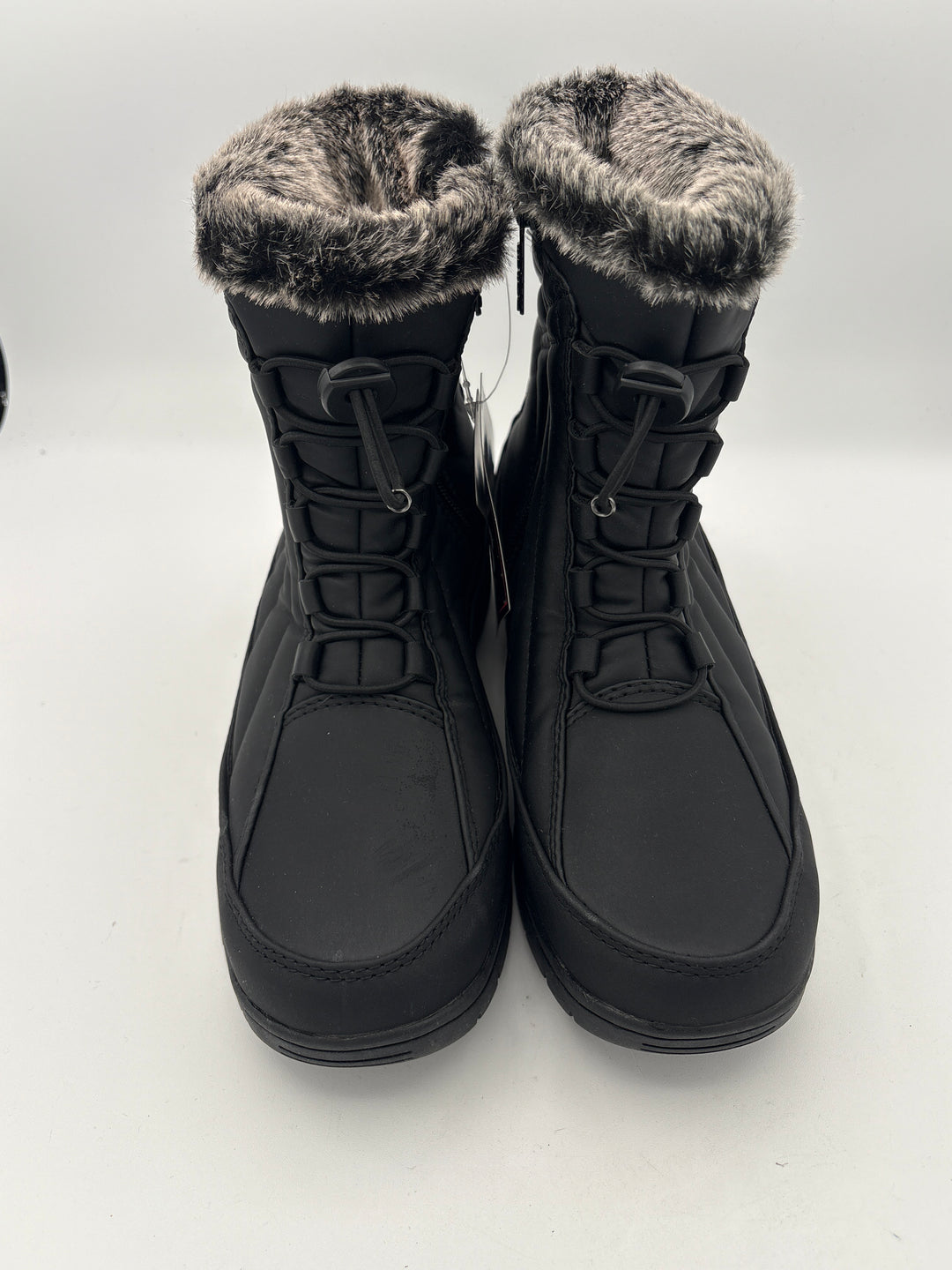 Totes Womens Black Snow Boots Size 7 with Fur Lining and Side Zippers