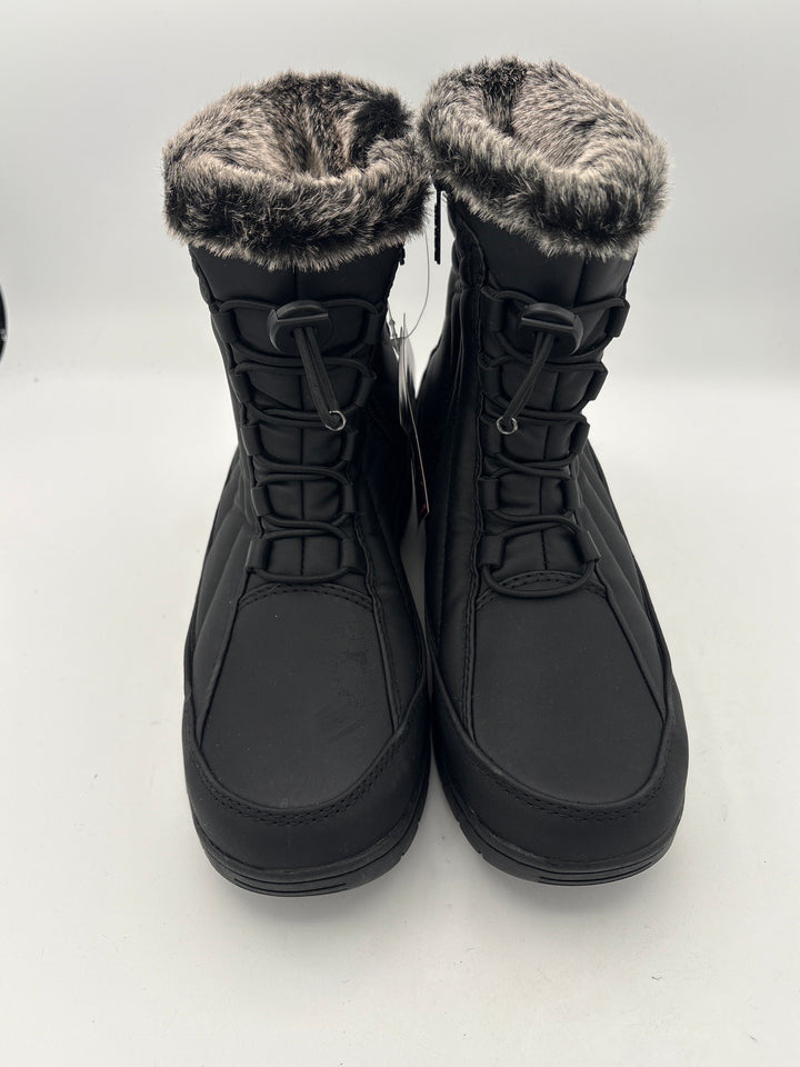 Totes Womens Black Snow Boots Size 7 with Fur Lining and Side Zippers