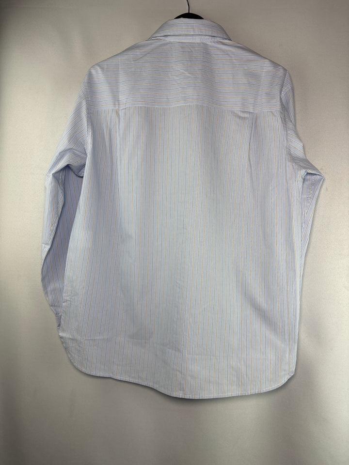 Unisex Dunst Medium Light Blue Striped Button Up Shirt