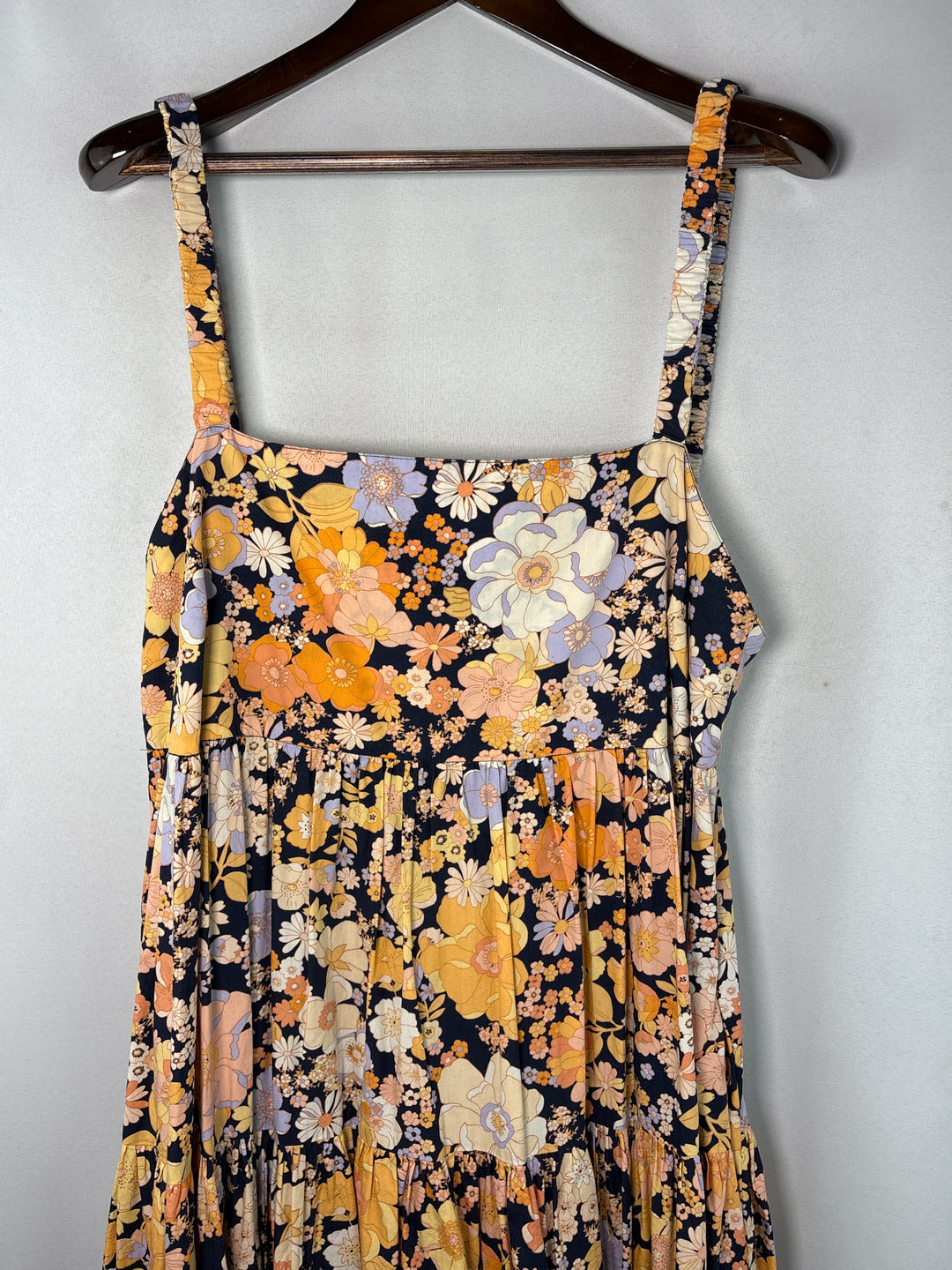 Women’s Free People Large Purple &amp; Orange Floral Maxi Dress