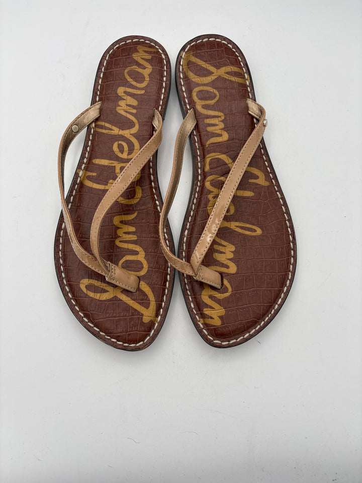 Women’s Sam Edelman Size 9.5 Nude Faux Leather Thong Sandals