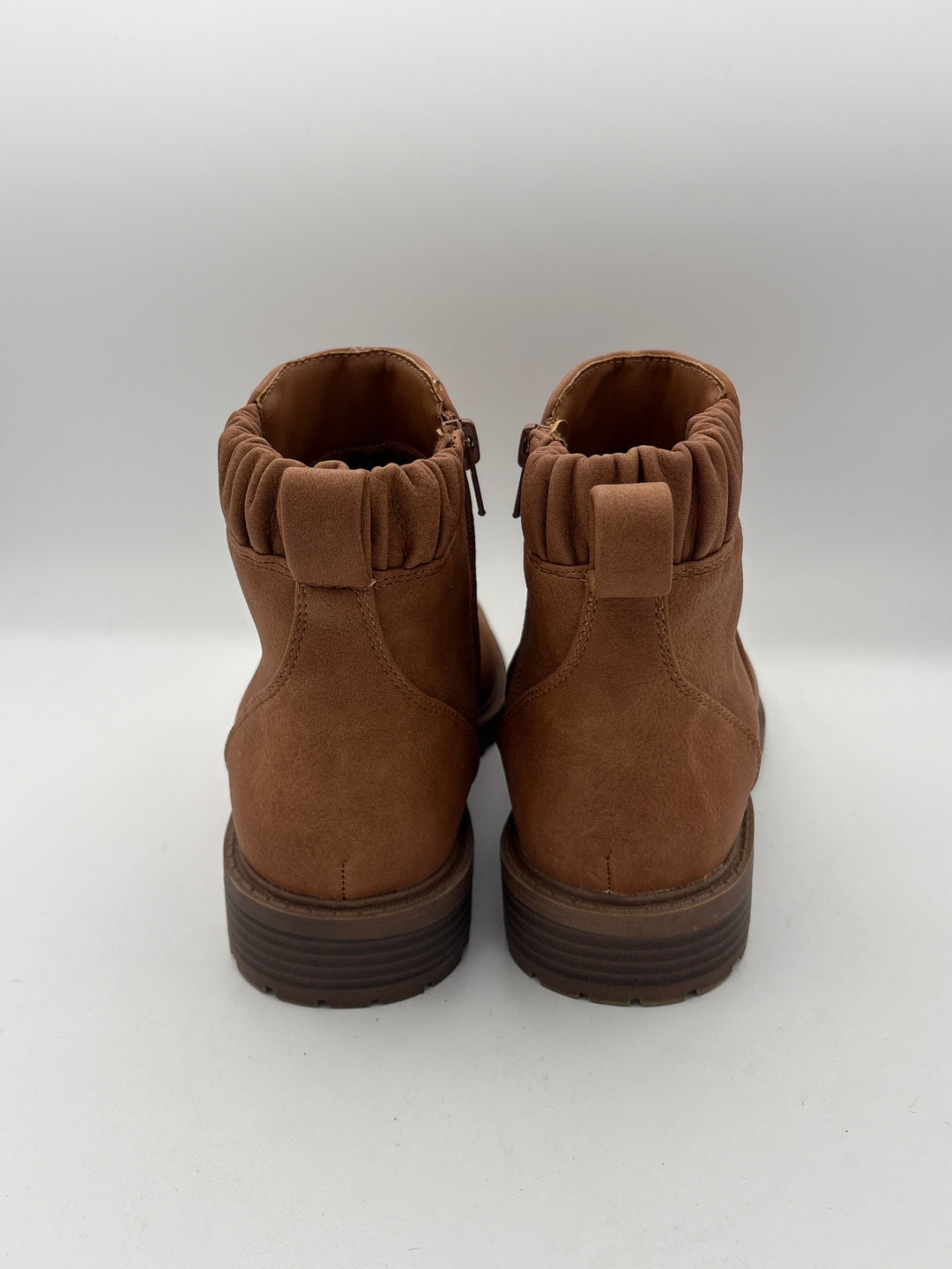 Womens SM New York Brown Soft Leather Ankle Boots Side Zipper Size 7.5