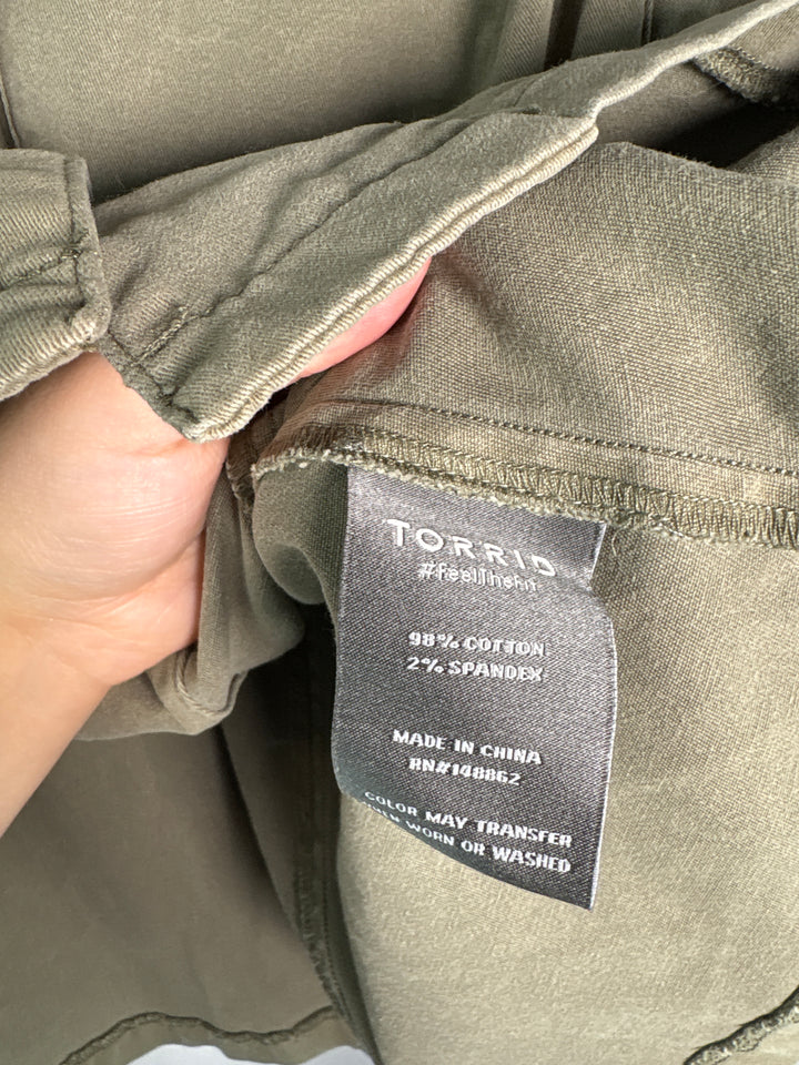 Womens Torrid 1X Sage Green Peplum Utility Jacket Stretch Cotton