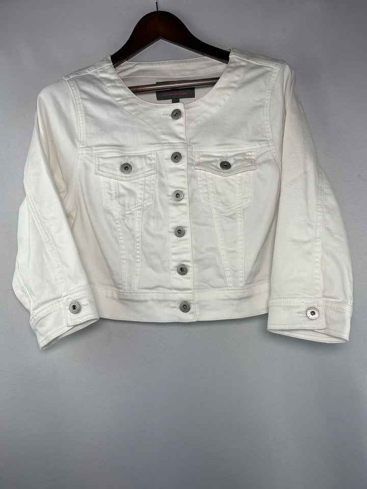 Women’s Torrid Size 1 White Cropped Denim Jacket