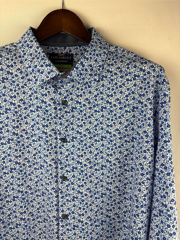 Men’s Construct XXL Blue Floral Dress Button Down