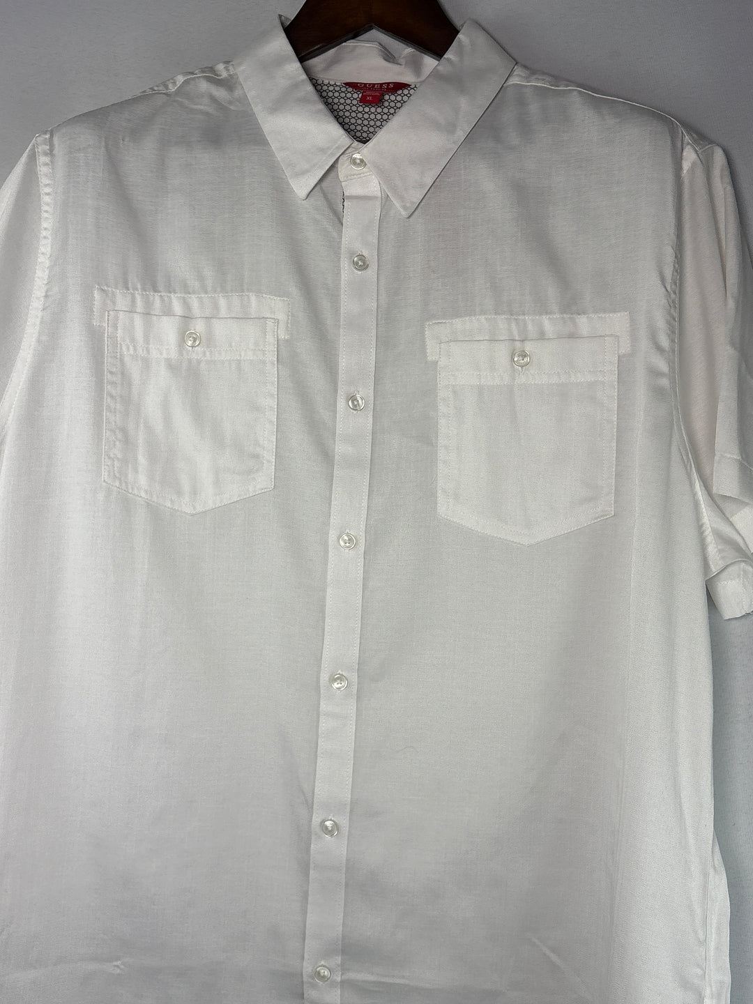 Men’s Guess XL White Short Sleeve Dress Button Up