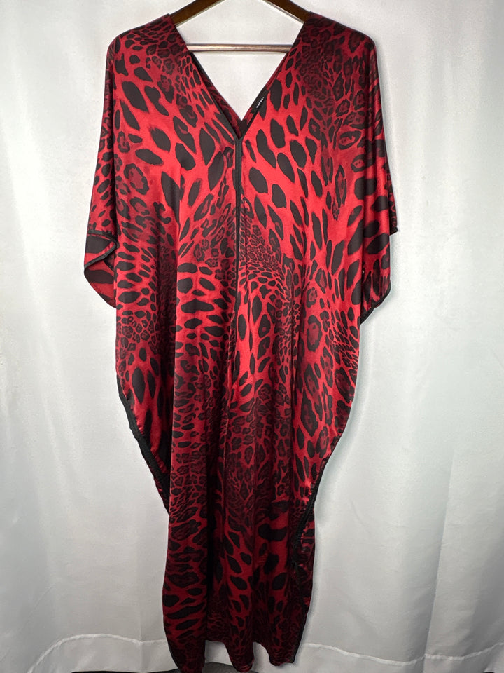 Women’s Natori Large Red &amp; Black Leopard Print MuuMuu