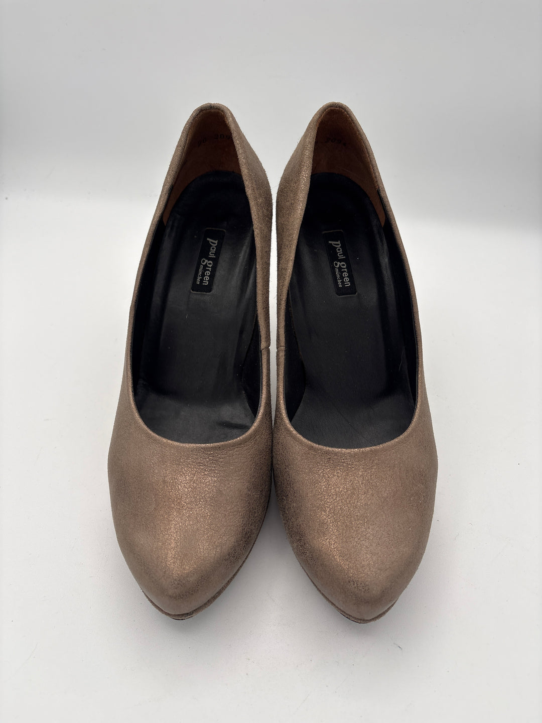 Womens Paul Green Goldish Beige Suede Leather Pumps Size 7.5 4 Inch Heel