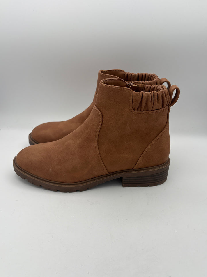 Womens SM New York Brown Soft Leather Ankle Boots Side Zipper Size 7.5