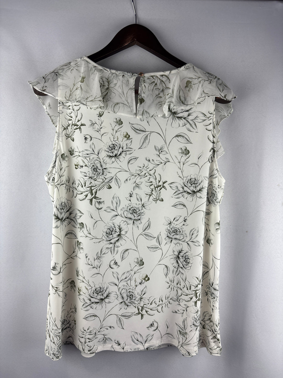 Women’s Calvin Klein Large White w/ Green Florals Blouse