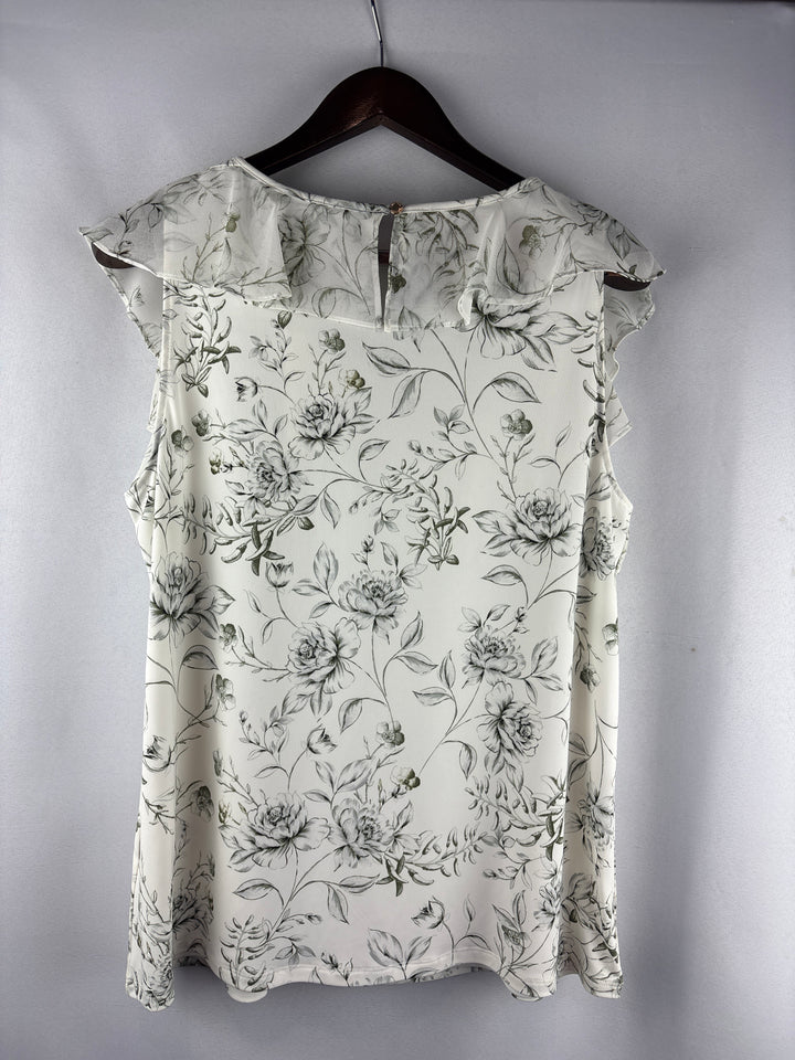 Women’s Calvin Klein Large White w/ Green Florals Blouse