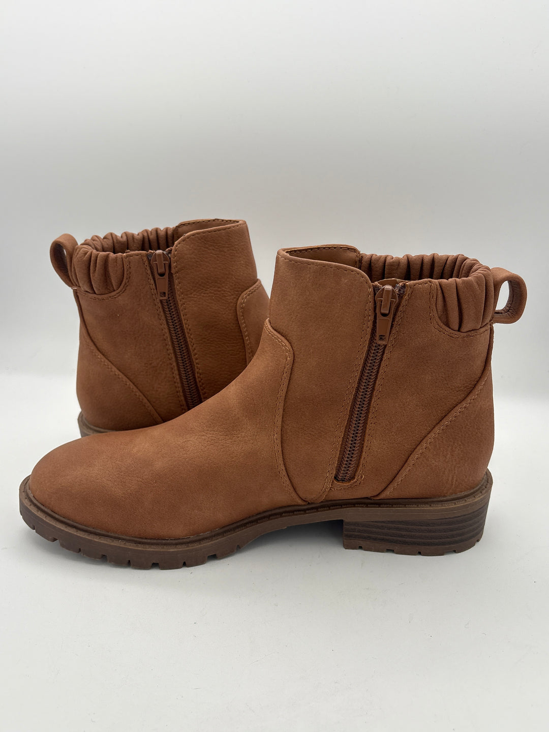 Womens SM New York Brown Soft Leather Ankle Boots Side Zipper Size 7.5