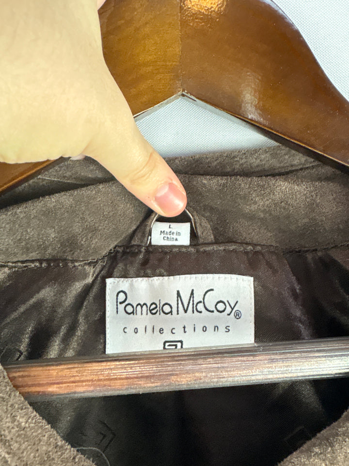 Women’s Pamela McCoy Large Brown Leather Floral Duster