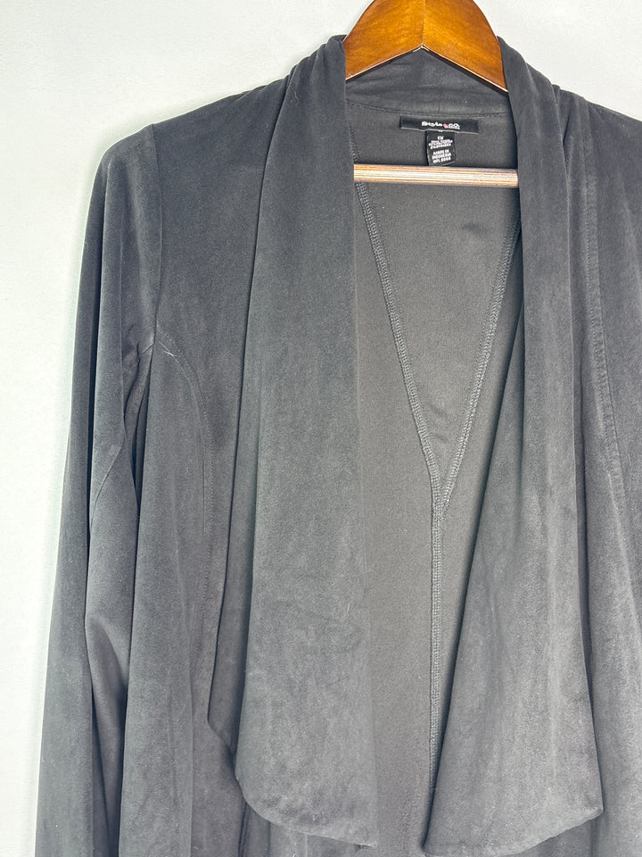 Womens Style and Co Black Faux Suede Stretch Jacket Size 1X With Stitching