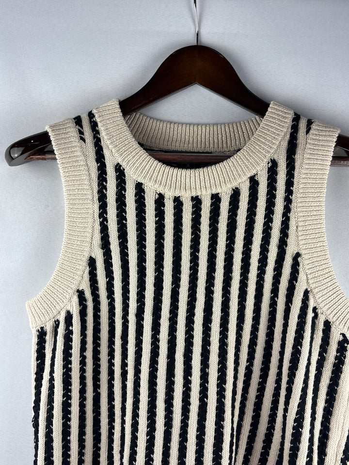 Women’s French Connection Small Beige &amp; Black Sweater Vest