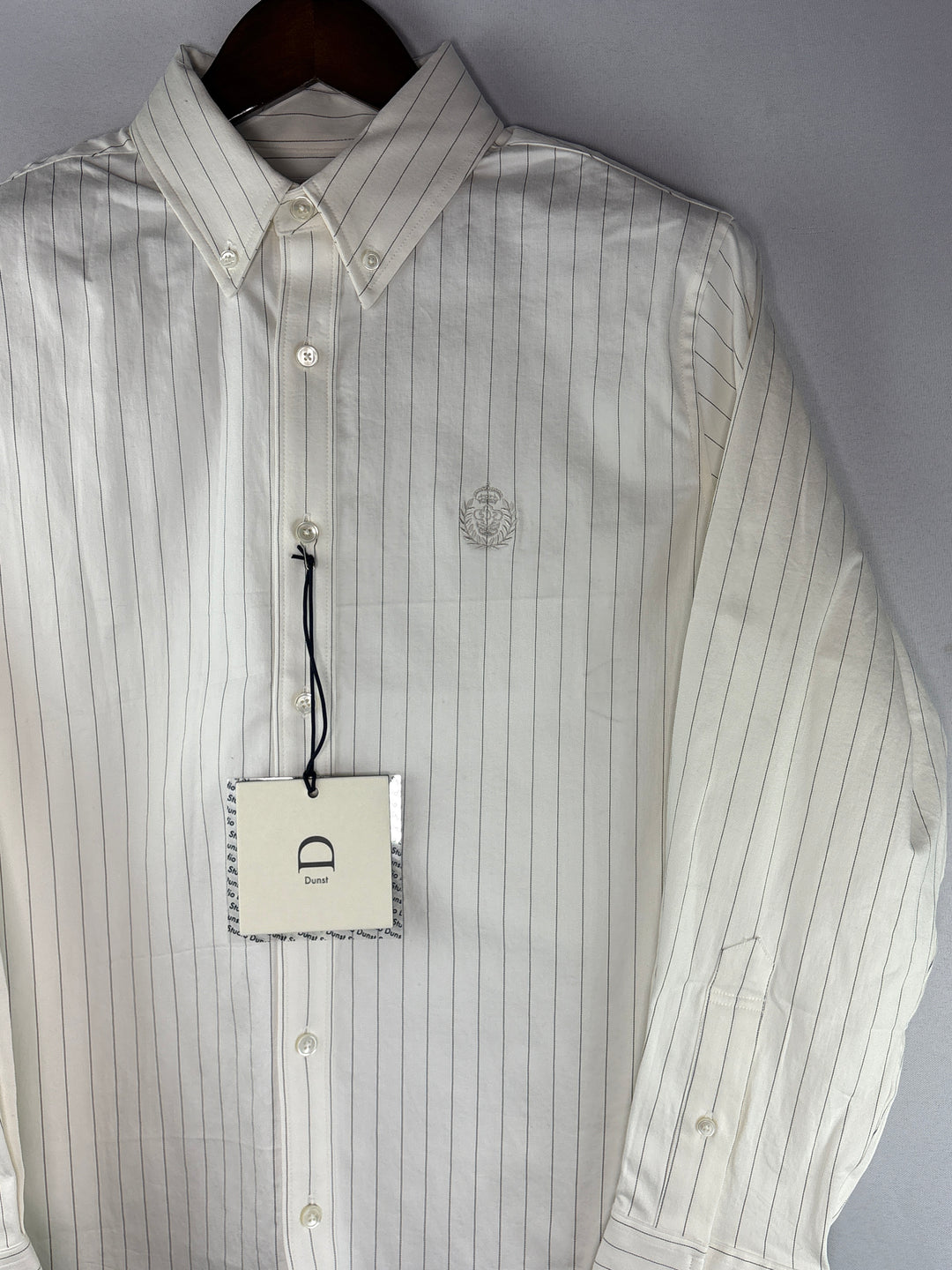 Unisex Dunst Small White Button Up Shirt w/ Black Stripes