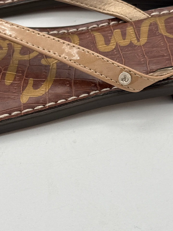 Women’s Sam Edelman Size 9.5 Nude Faux Leather Thong Sandals