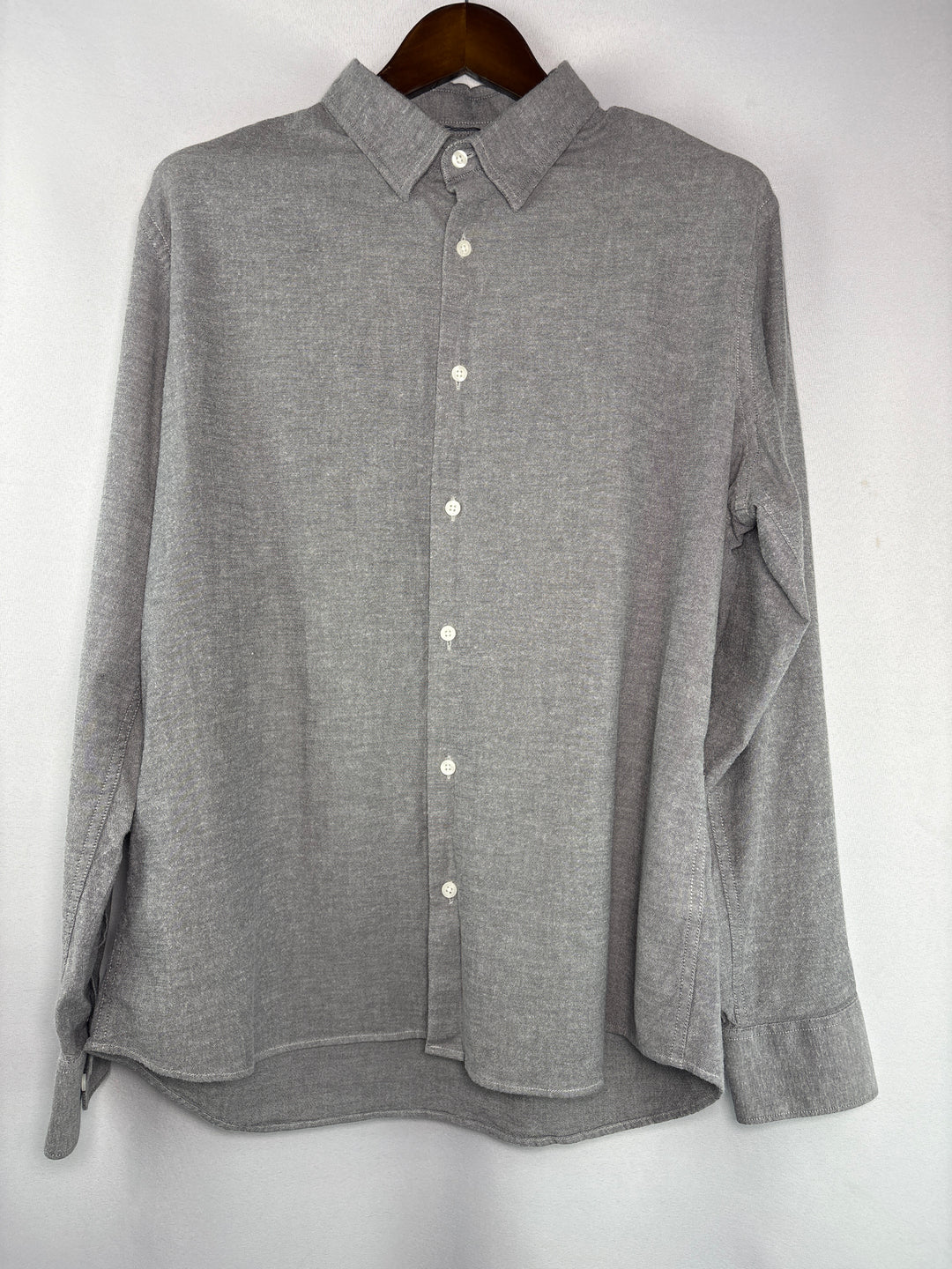 Mens Nordstrom Light Gray Cotton Blend Dress Shirt XL Adjustable Button Sleeves