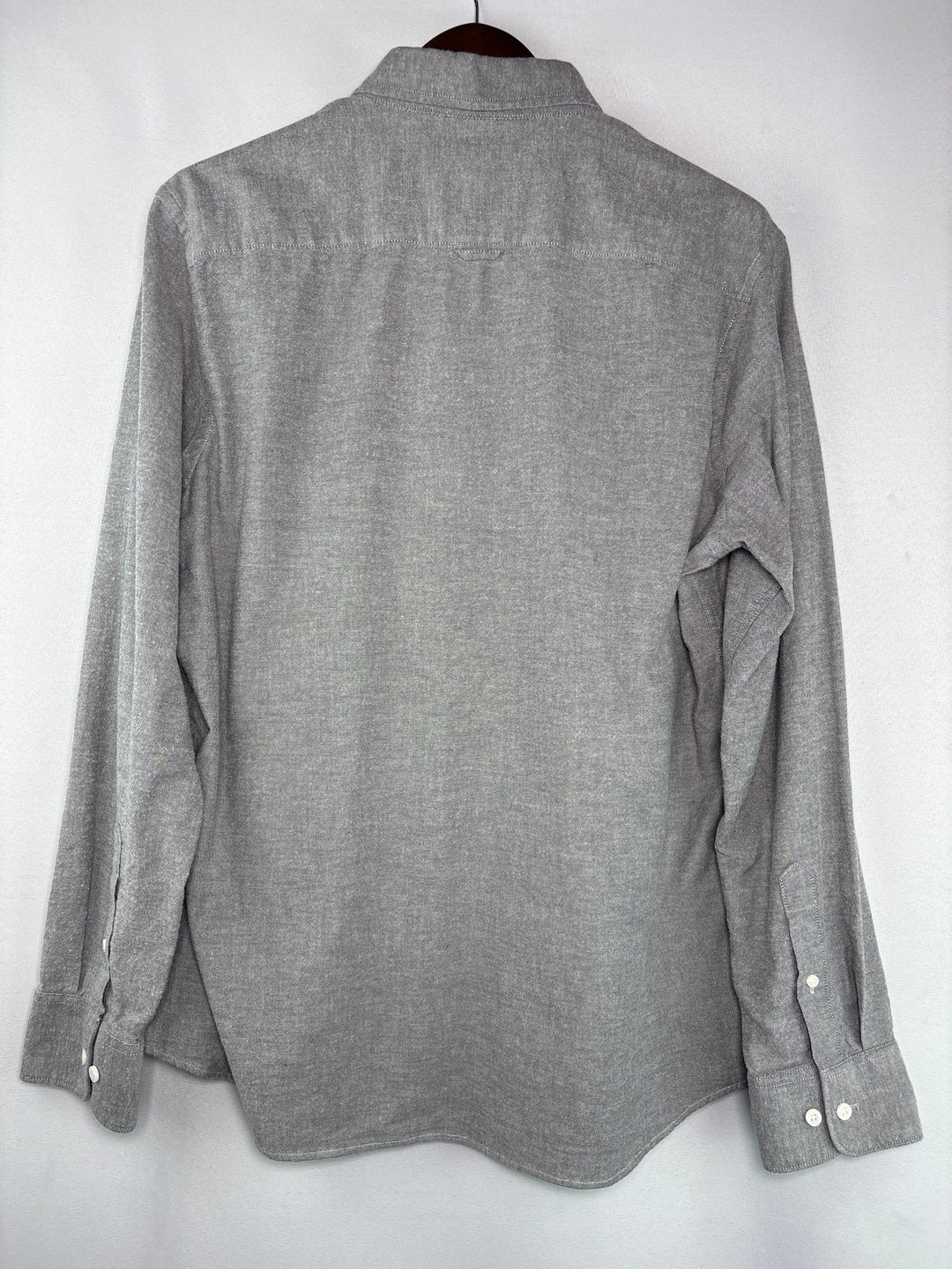 Mens Nordstrom Light Gray Cotton Blend Dress Shirt XL Adjustable Button Sleeves