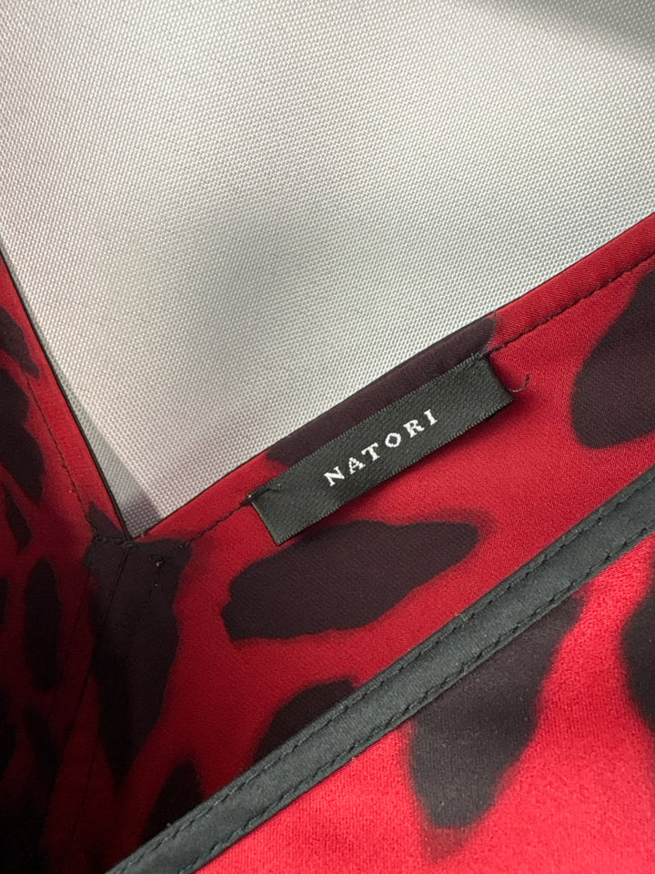 Women’s Natori Large Red &amp; Black Leopard Print MuuMuu