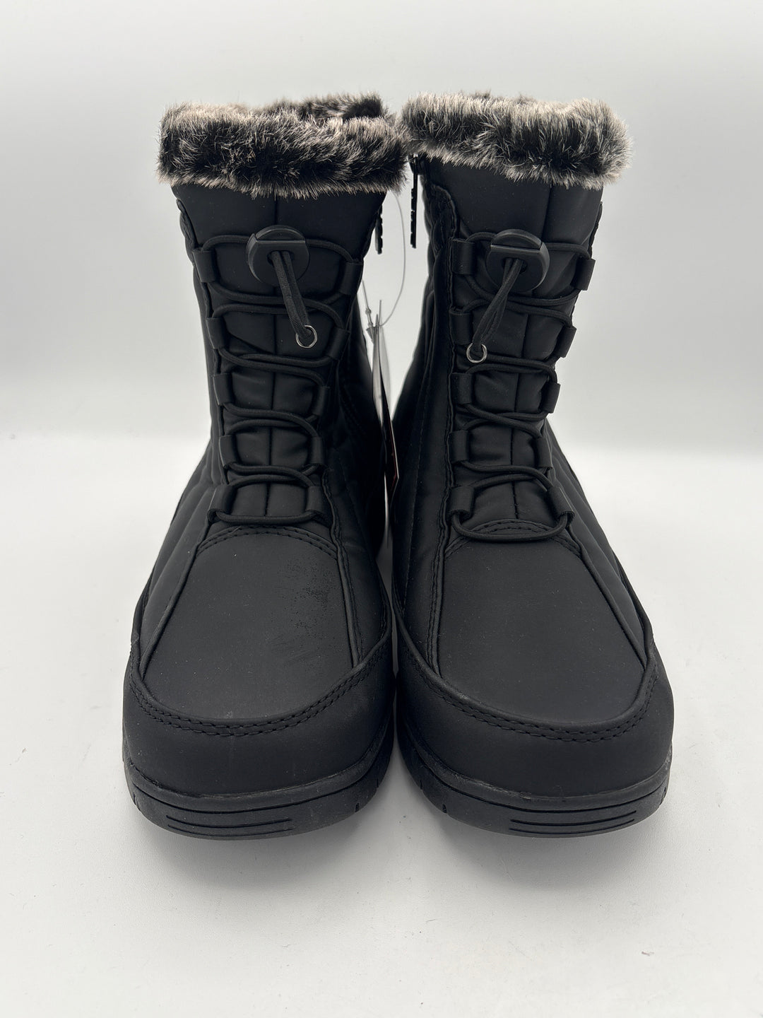 Totes Womens Black Snow Boots Size 7 with Fur Lining and Side Zippers