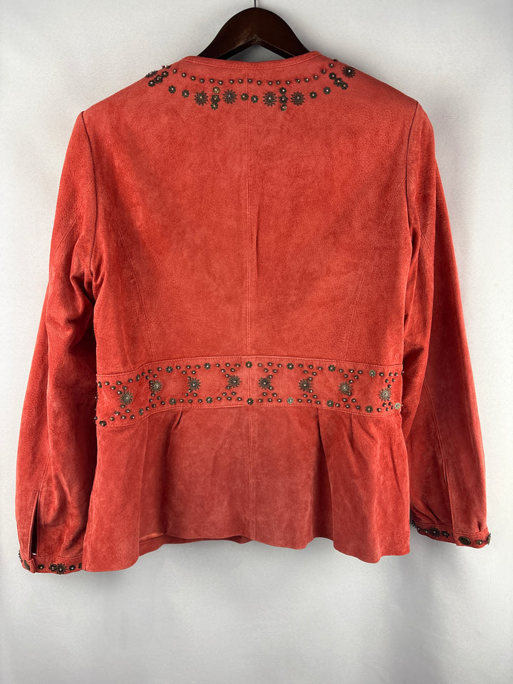 Women’s Pamela McCoy Large Burnt Orange Suede Floral Jacket