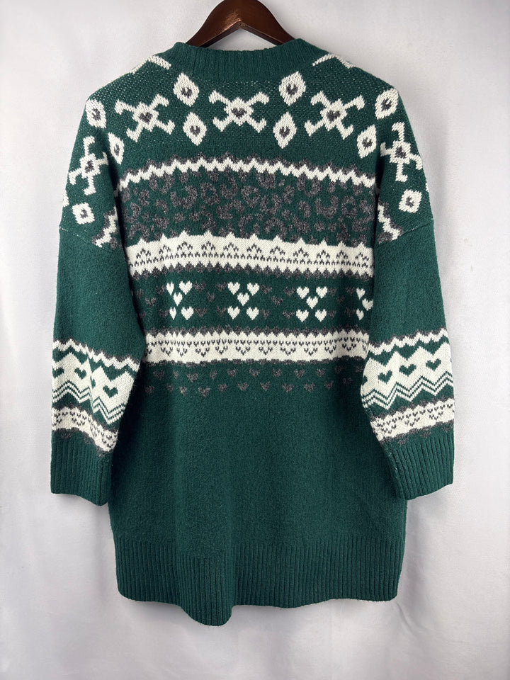 Women’s Torrid Size 1 Dark Green Heart Patterned Cardigan