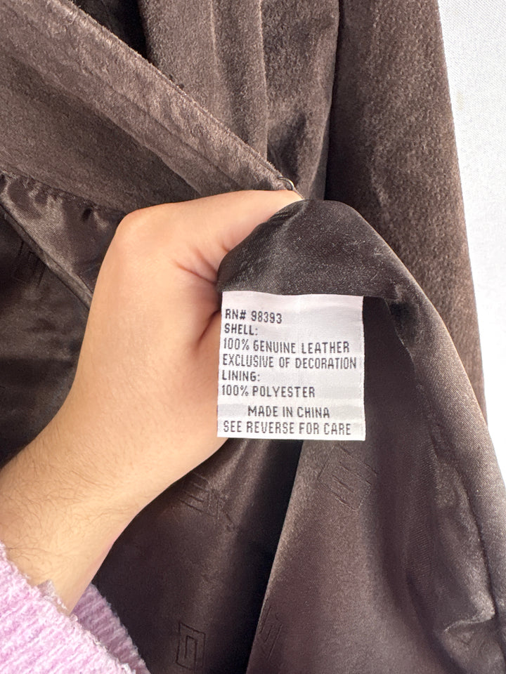 Women’s Pamela McCoy Large Brown Leather Floral Duster