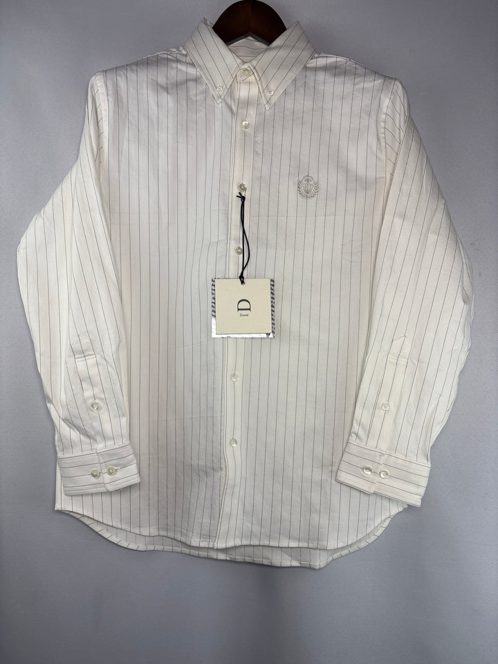 Unisex Dunst Small White Button Up Shirt w/ Black Stripes